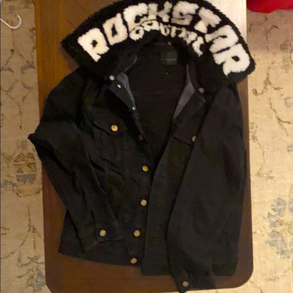 Rockstar jean jacket with Sherpa collar rso logo